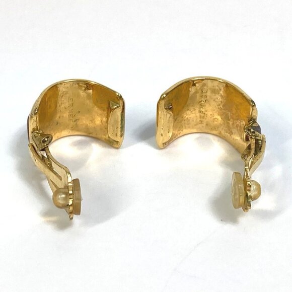 HERMES Cloisonne Email/Accessories Vintage/Earrings Gold Plated Red x Gold - Picture 4 of 9